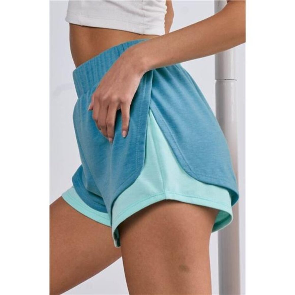 BiBi‎ French Terry Knit Color Block with Sid Slit Shorts